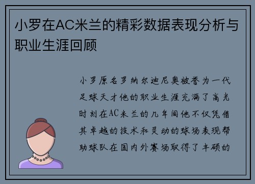 小罗在AC米兰的精彩数据表现分析与职业生涯回顾